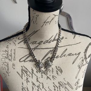 Silver fox rhinestone necklace